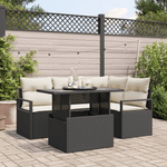 Casa si Gradina - Gradina si terasa - Mobilier exterior - Canapele si fotolii gradina - Set de canapea pentru gradina 5 piese cu pernute Ratan poliratan Negru - Infinity.ro