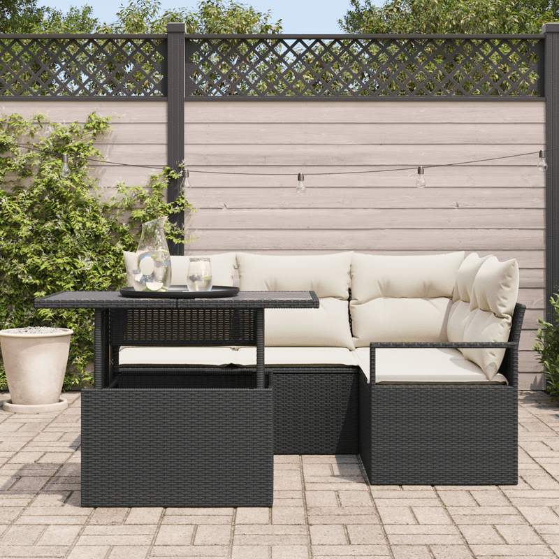 Casa si Gradina - Gradina si terasa - Mobilier exterior - Canapele si fotolii gradina - Set de canapea pentru gradina 5 piese cu pernute Ratan poliratan Negru - Infinity.ro