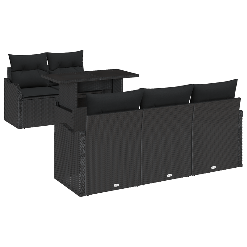 Casa si Gradina - Gradina si terasa - Mobilier exterior - Canapele si fotolii gradina - Set canapea gradina  6 piese perne Poliratan Negru - Infinity.ro