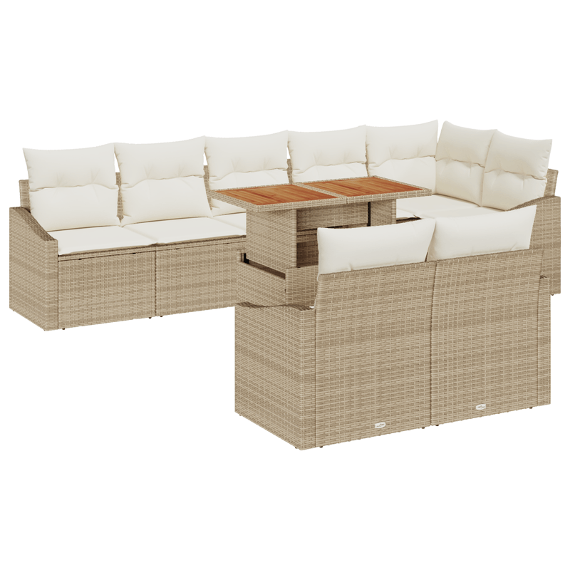 Casa si Gradina - Gradina si terasa - Mobilier exterior - Canapele si fotolii gradina - Set de dining pentru gradina 9 piese cu perne Bej din ratan poliesteric Acacia - Infinity.ro