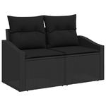 Casa si Gradina - Gradina si terasa - Mobilier exterior - Canapele si fotolii gradina - Set de dining pentru gradina , 7 piese, cu perne, ratan negru si lemn de acacia - Infinity.ro