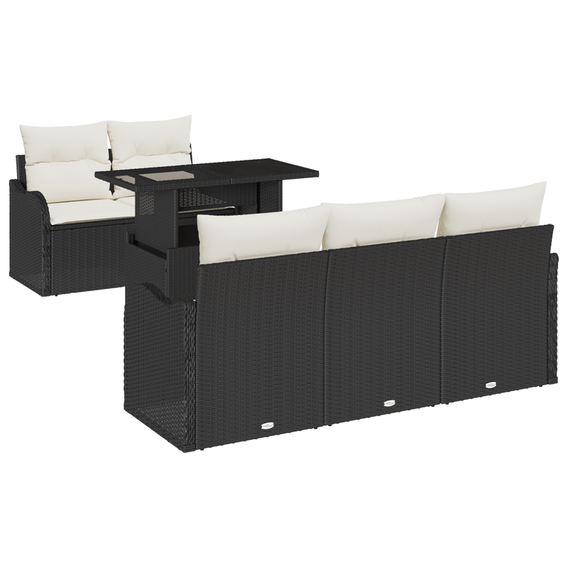 Casa si Gradina - Gradina si terasa - Mobilier exterior - Canapele si fotolii gradina - Set de canapea de gradina  6 piese cu perne din poliratan negru - Infinity.ro