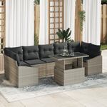 Casa si Gradina - Gradina si terasa - Mobilier exterior - Canapele si fotolii gradina - Set de canapea de gradina cu 8 piese si perne gri deschis din poliratan - Infinity.ro