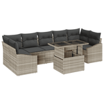 Casa si Gradina - Gradina si terasa - Mobilier exterior - Canapele si fotolii gradina - Set de canapea de gradina cu 8 piese si perne gri deschis din poliratan - Infinity.ro