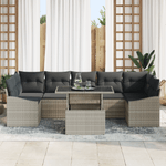 Casa si Gradina - Gradina si terasa - Mobilier exterior - Canapele si fotolii gradina - Set de canapea de gradina cu 8 piese si perne gri deschis din poliratan - Infinity.ro