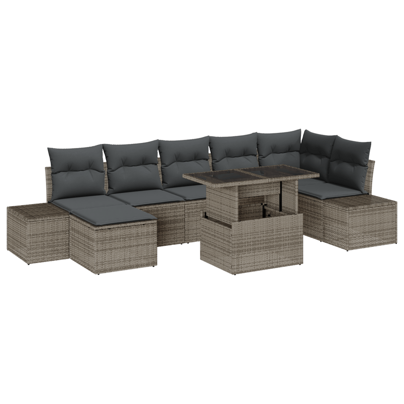Casa si Gradina - Gradina si terasa - Mobilier exterior - Canapele si fotolii gradina - Set de canapea de gradina de 8 piese cu perne gri din ratan poliester - Infinity.ro