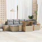 Casa si Gradina - Gradina si terasa - Mobilier exterior - Canapele si fotolii gradina - Set de Dining pentru Gradina de 7 Piese cu Perne Bej Ratan Poli Acacia - Infinity.ro