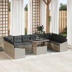 Casa si Gradina - Gradina si terasa - Mobilier exterior - Canapele si fotolii gradina - Set de Sofa pentru Gradina din 11 piese cu Perne Ratan Poliat Gri Deschis - Infinity.ro