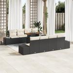 Casa si Gradina - Gradina si terasa - Mobilier exterior - Canapele si fotolii gradina - Set de dining pentru gradina 9 piese cu perne Ratan negru si Acacia - Infinity.ro