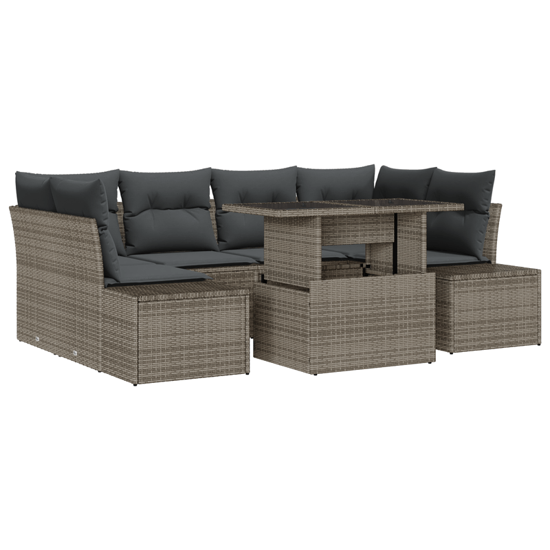 Casa si Gradina - Gradina si terasa - Mobilier exterior - Canapele si fotolii gradina - Set de canapea de gradina cu perne Gri Ratan Poli - Infinity.ro