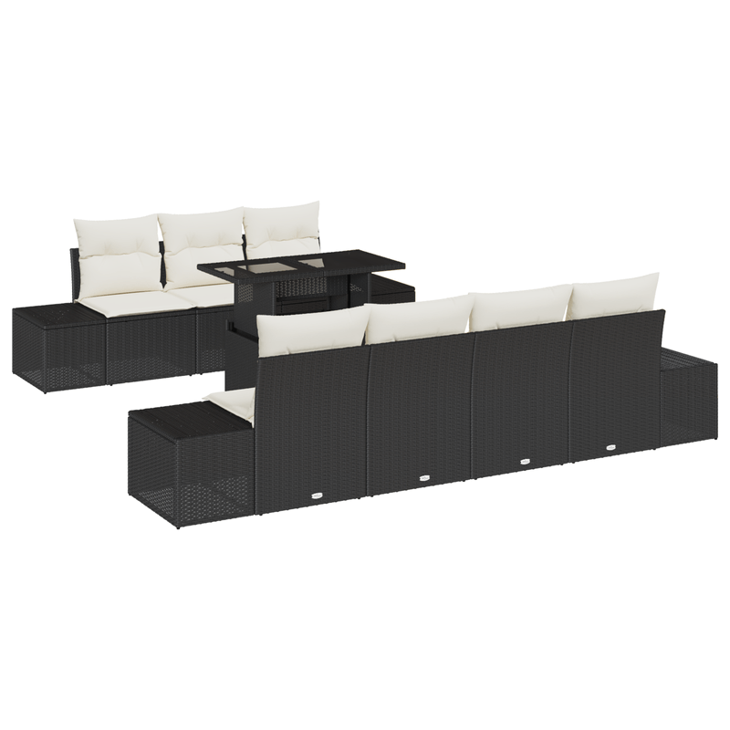 Casa si Gradina - Gradina si terasa - Mobilier exterior - Canapele si fotolii gradina - Set canapele gradina 8 piese cu perne Poliratan negru - Infinity.ro