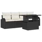 Casa si Gradina - Gradina si terasa - Mobilier exterior - Canapele si fotolii gradina - Set de 5 Piese de Sofa pentru Gradina cu Perne Negru din Ratan Pol - Infinity.ro