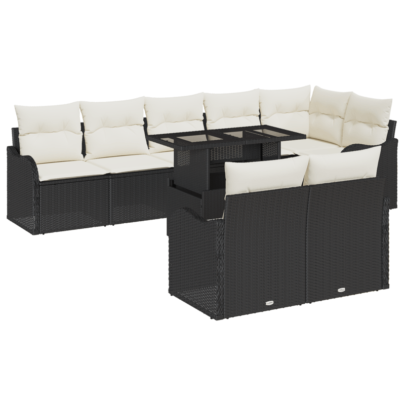 Casa si Gradina - Gradina si terasa - Mobilier exterior - Canapele si fotolii gradina - Set de canapea de gradina  9 piese cu perne Ratan Poliratan Negru - Infinity.ro
