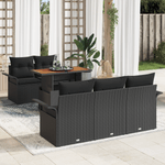 Casa si Gradina - Gradina si terasa - Mobilier exterior - Canapele si fotolii gradina - Set de canapea de gradina cu 6 piese si perne, Ratan negru si lemn - Infinity.ro