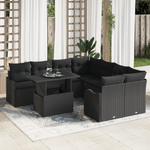Casa si Gradina - Gradina si terasa - Mobilier exterior - Canapele si fotolii gradina - Set de canapea gradina cu 9 piese cu perne Ratan Poly Negru - Infinity.ro
