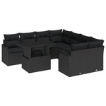 Casa si Gradina - Gradina si terasa - Mobilier exterior - Canapele si fotolii gradina - Set de canapea gradina cu 9 piese cu perne Ratan Poly Negru - Infinity.ro
