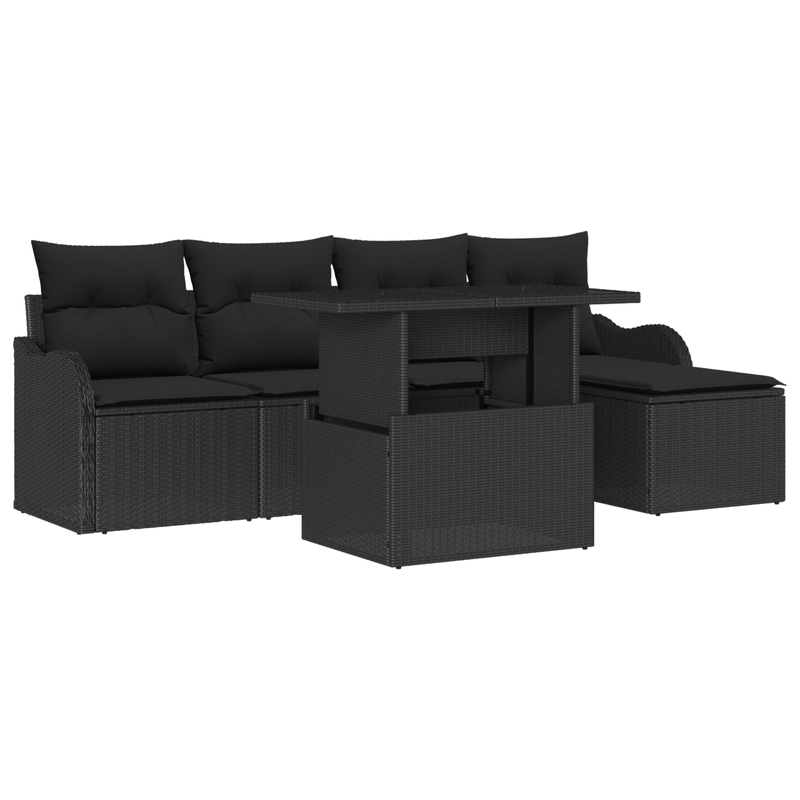 Casa si Gradina - Gradina si terasa - Mobilier exterior - Canapele si fotolii gradina - Set Canapele Gradina  cu Perne Ratan Negru Poliester - Infinity.ro