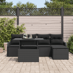 Casa si Gradina - Gradina si terasa - Mobilier exterior - Canapele si fotolii gradina - Set Canapele Gradina  cu Perne Ratan Negru Poliester - Infinity.ro