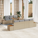 Casa si Gradina - Gradina si terasa - Mobilier exterior - Canapele si fotolii gradina - Set de dining pentru gradina cu 8 piese si perne bej din poliratan si acacia - Infinity.ro