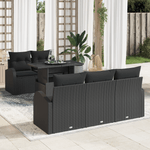 Casa si Gradina - Gradina si terasa - Mobilier exterior - Canapele si fotolii gradina - Set de Canapea de Gradina cu 6 Piese cu Perne Negre din Rattan Polimeric - Infinity.ro