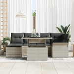 Casa si Gradina - Gradina si terasa - Mobilier exterior - Canapele si fotolii gradina - Set canapea 7 piese gradina cu perne gri deschis din ratan poli - Infinity.ro