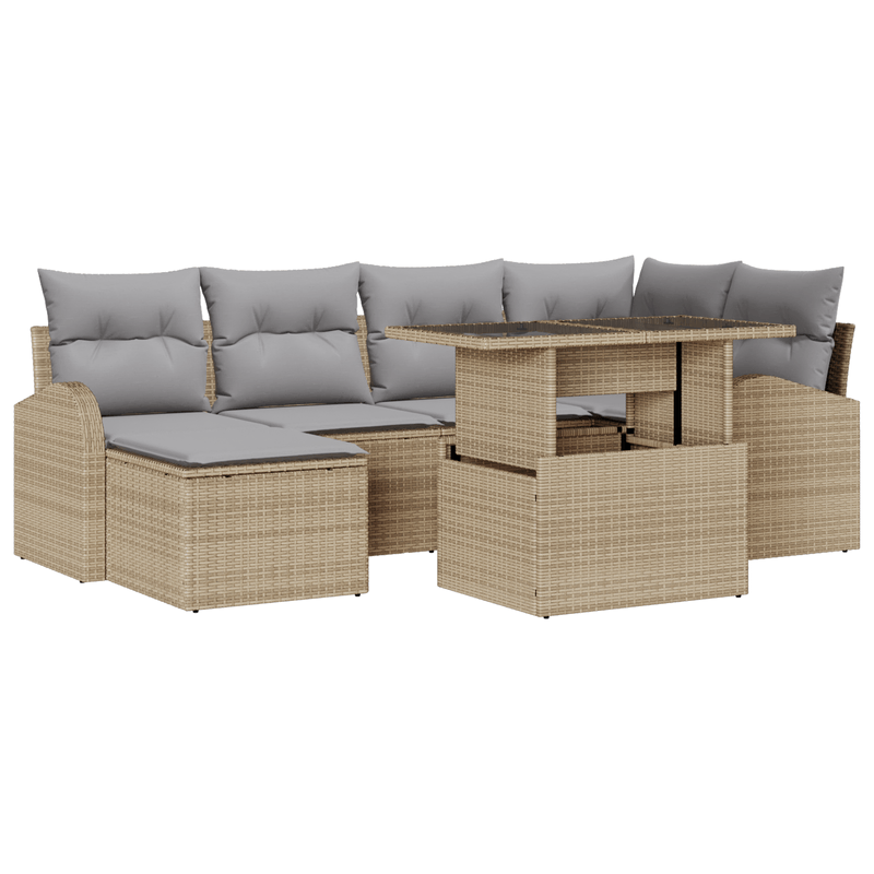 Casa si Gradina - Gradina si terasa - Mobilier exterior - Canapele si fotolii gradina - Set Canapea Gradina cu Perne Bej Ratan Poli - Infinity.ro