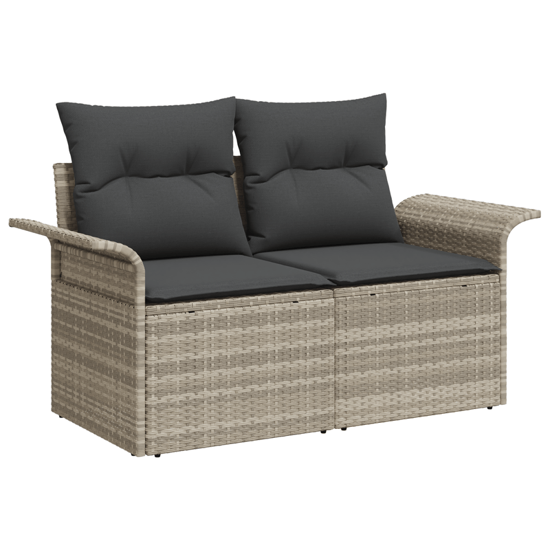 Casa si Gradina - Gradina si terasa - Mobilier exterior - Canapele si fotolii gradina - Set canapea 7 piese gradina cu perne gri deschis din ratan poli - Infinity.ro