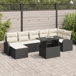 Casa si Gradina - Gradina si terasa - Mobilier exterior - Canapele si fotolii gradina - Set de canapea de gradina 8 piese cu perne Negru Poliratan - Infinity.ro