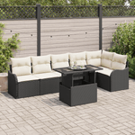 Casa si Gradina - Gradina si terasa - Mobilier exterior - Canapele si fotolii gradina - Set Canapea Gradina  cu 7 Piese si Perne Negru Poliratan - Infinity.ro