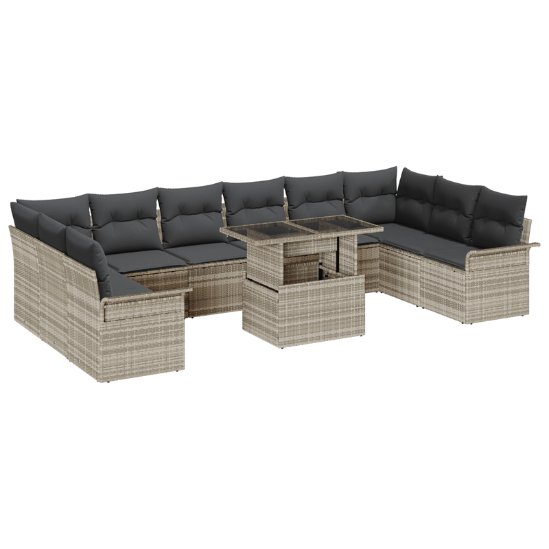 Casa si Gradina - Gradina si terasa - Mobilier exterior - Canapele si fotolii gradina - Set Canapea Gradina VIDA XL 11 Piese cu Pernite Gri Deschis Ratan PE - Infinity.ro