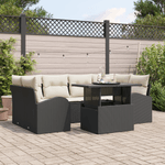 Casa si Gradina - Gradina si terasa - Mobilier exterior - Canapele si fotolii gradina - Set de Canapele de Gradina cu Perne Negru Ratan Poli - Infinity.ro