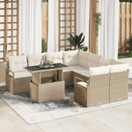 Casa si Gradina - Gradina si terasa - Mobilier exterior - Canapele si fotolii gradina - Set de canapea de gradina  9 piese cu perne bej din ratan polimer - Infinity.ro