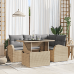 Casa si Gradina - Gradina si terasa - Mobilier exterior - Canapele si fotolii gradina - Set de Canapea de Gradina 5 Piese cu Perne Bej Ratan Polimerizat - Infinity.ro