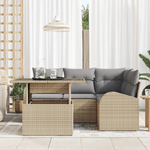 Casa si Gradina - Gradina si terasa - Mobilier exterior - Canapele si fotolii gradina - Set de Canapea de Gradina 5 Piese cu Perne Bej Ratan Polimerizat - Infinity.ro