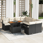 Casa si Gradina - Gradina si terasa - Mobilier exterior - Canapele si fotolii gradina - Set Canapea de Gradina cu Perne Negru Ratan Acacia - Infinity.ro