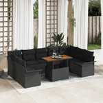 Casa si Gradina - Gradina si terasa - Mobilier exterior - Canapele si fotolii gradina - Set de canapea pentru gradina format din 10 piese cu perne negre din poliratan si acacia - Infinity.ro