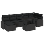 Casa si Gradina - Gradina si terasa - Mobilier exterior - Canapele si fotolii gradina - Set de canapea de gradina cu 8 piese si perne, Negru, Ratan poliester - Infinity.ro