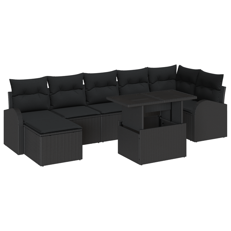 Casa si Gradina - Gradina si terasa - Mobilier exterior - Canapele si fotolii gradina - Set de canapea de gradina cu 8 piese si perne, Negru, Ratan poliester - Infinity.ro