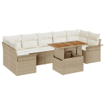 Casa si Gradina - Gradina si terasa - Mobilier exterior - Canapele si fotolii gradina - Set de canapea de gradina 8 piese cu perne Bej Ratan poli Acacia - Infinity.ro