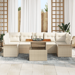 Casa si Gradina - Gradina si terasa - Mobilier exterior - Canapele si fotolii gradina - Set de canapea de gradina 8 piese cu perne Bej Ratan poli Acacia - Infinity.ro