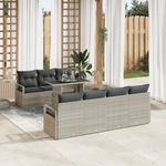 Casa si Gradina - Gradina si terasa - Mobilier exterior - Canapele si fotolii gradina - Set de canapea de gradina cu 8 piese si perne gri deschis din poliratan - Infinity.ro