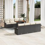 Casa si Gradina - Gradina si terasa - Mobilier exterior - Canapele si fotolii gradina - Set canapea gradina cu 9 piese si perne, Negru Poliratan Acacia - Infinity.ro