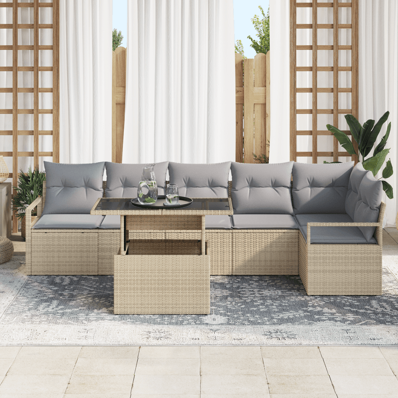 Casa si Gradina - Gradina si terasa - Mobilier exterior - Canapele si fotolii gradina - Set de canapele pentru gradina  cu perne Bej din ratan poli - Infinity.ro