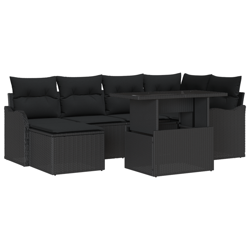 Casa si Gradina - Gradina si terasa - Mobilier exterior - Canapele si fotolii gradina - Set de canapele pentru gradina  cu perne din poliratan negru - Infinity.ro