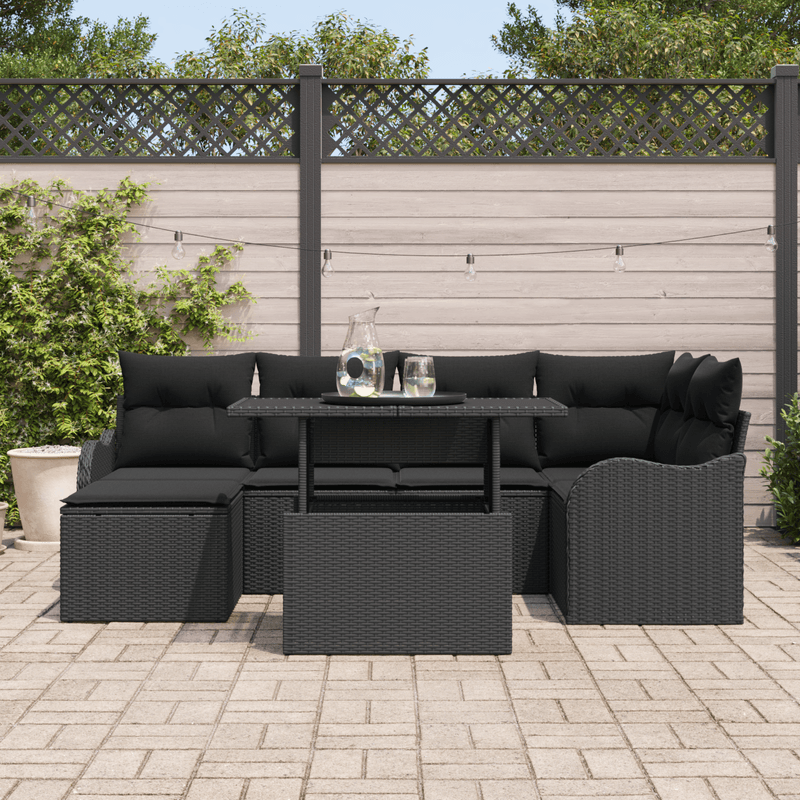 Casa si Gradina - Gradina si terasa - Mobilier exterior - Canapele si fotolii gradina - Set de canapele pentru gradina  cu perne din poliratan negru - Infinity.ro