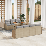 Casa si Gradina - Gradina si terasa - Mobilier exterior - Canapele si fotolii gradina - Set de Canapea pentru Gradina cu 8 Piese si Perne Bej Ratan din Polilenu - Infinity.ro