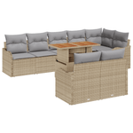 Casa si Gradina - Gradina si terasa - Mobilier exterior - Canapele si fotolii gradina - Set de Sofa pentru Gradina cu Perne Bej Poli Ratan Acacia 9 Piese - Infinity.ro