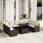 Casa si Gradina - Gradina si terasa - Mobilier exterior - Canapele si fotolii gradina - Set de 10 Piese pentru Gradina cu Perne Maro Ratan Poly - Infinity.ro
