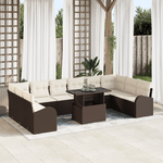 Casa si Gradina - Gradina si terasa - Mobilier exterior - Canapele si fotolii gradina - Set Canapea Gradina cu 11 Piese si Perne Maro din Ratan Poli - Infinity.ro
