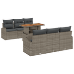 Casa si Gradina - Gradina si terasa - Mobilier exterior - Canapele si fotolii gradina - Set de Masa pentru Gradina de 7 Piese cu Perne Gri Poli Ratan Acacia - Infinity.ro